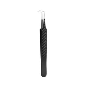 90° Black Fiber Tip Tweezers For Eyelash